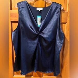 Gilli Shirt Stitch Fix Plus 2X  Satin Blouse Career Capsule Classic Blue Layer